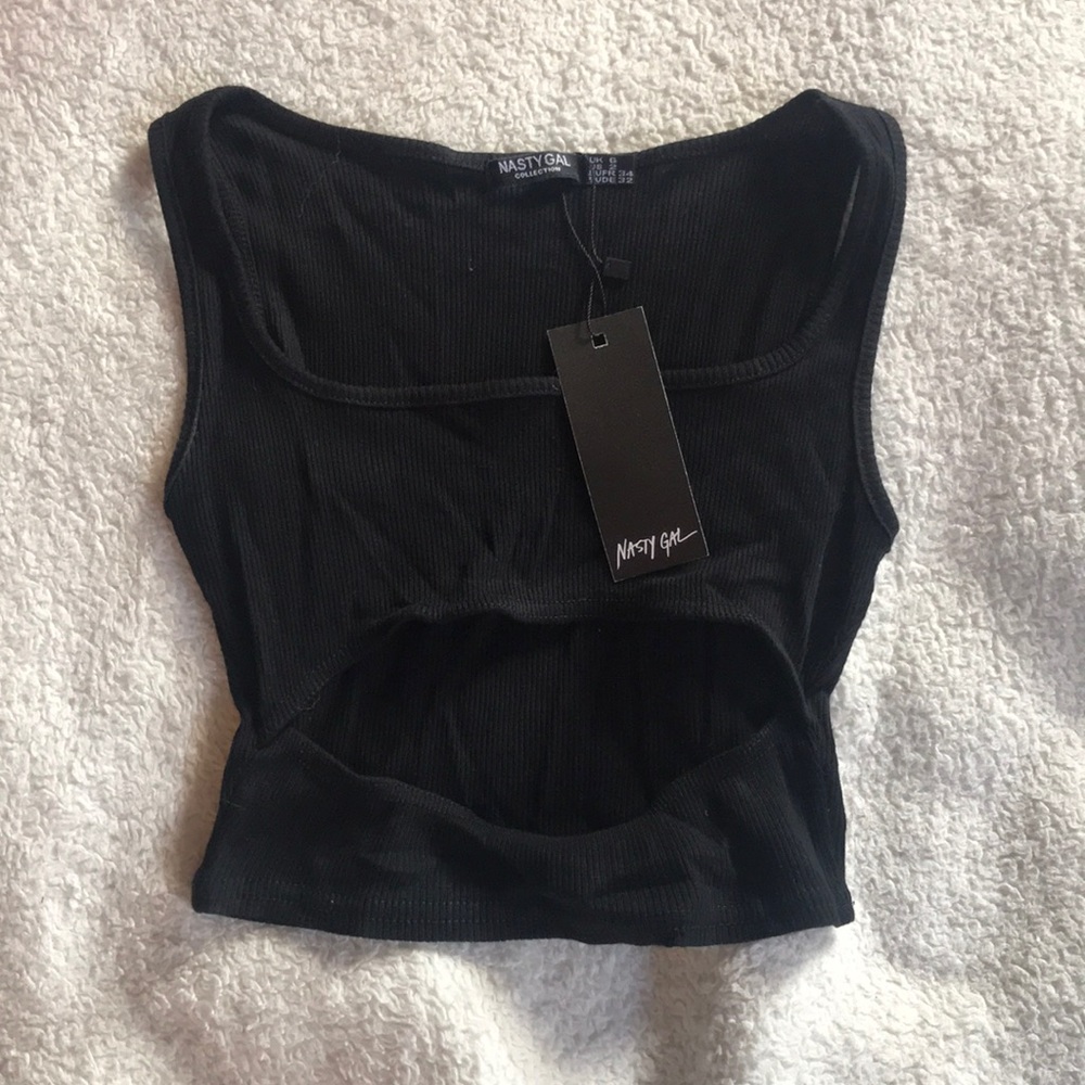 Nasty Gal Cut Out For the Count Ribbed Crop Top